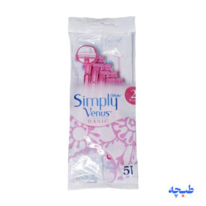 ژیلت دو لبه زنانه ونوس مدل Simply Venus Basic بسته 5 عددی (اصل) برند Gillette