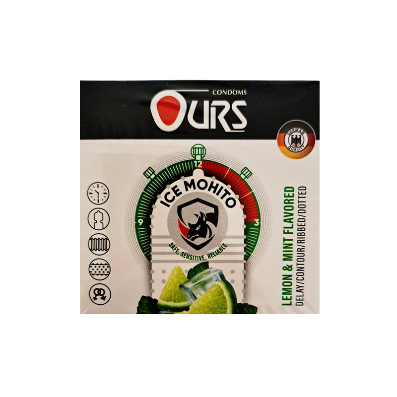 Ice-Mohito-اورز-بسته-سه-عددی-1 کاندوم تاخیری خاردار اورس Ours Ice Mohito بسته سه عددی - Image 1