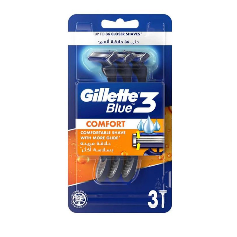 سه-لبه-سه-عددی-Gillette-مدل-BLUE3-COMFORT ژیلت سه لبه سه عددی (اصل) مدل بلو تری کامفورت BLUE3 COMFORT برند Gillette - Image 1