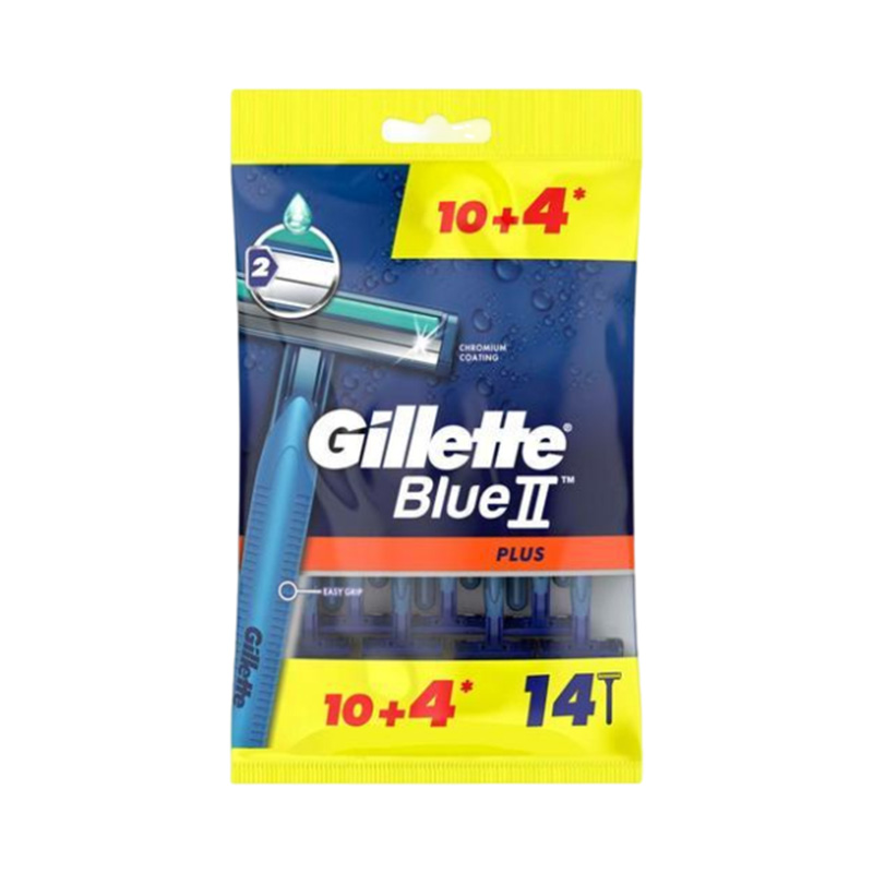 ژیلت-پفکی-14-عددی-Blue2 ژیلت مردانه یکبار مصرف مدل Blue 2 plus بسته 14 عددی (اصل) برند Gillette - Image 1