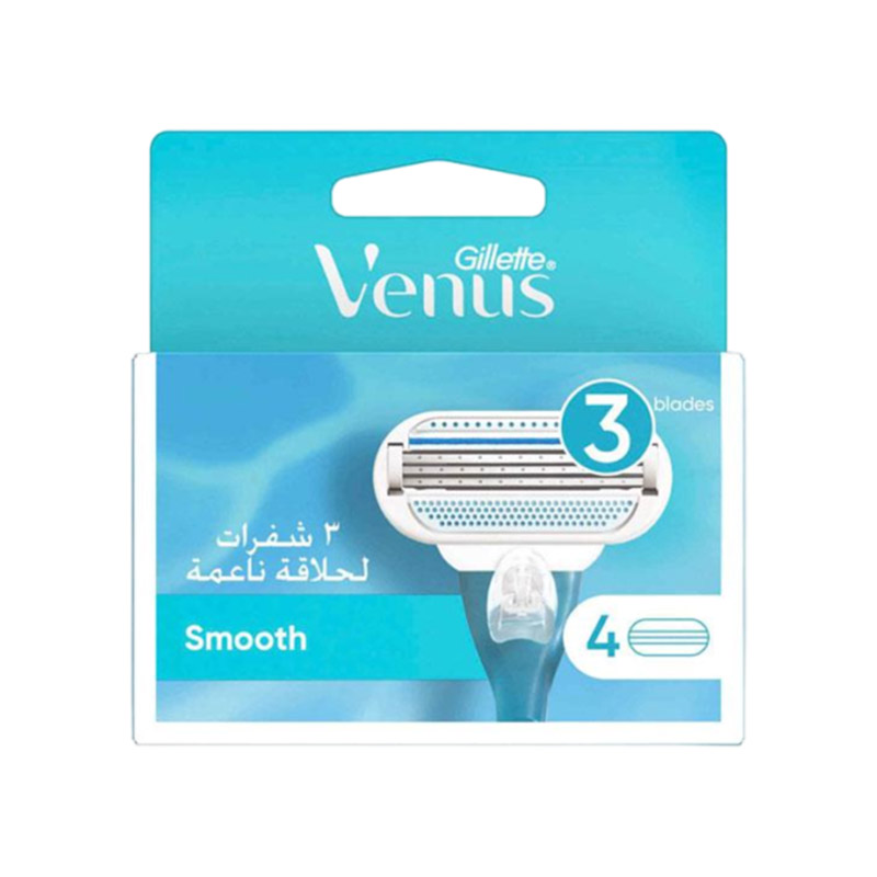 ژیلت-یدک-ونوس-4-عددی-smooth تیغ یدک ژیلت سه لبه ونوس مدل smooth بسته 4 عددی (اصل) برند Gillette - Image 1