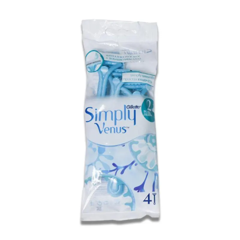 Gillette Simply Venus 2-Blade Disposable Razors – 4-Pack (Authentic) ژیلت پفکی دو لبه ونوس مدل Simply Venus بسته 4 عددی (اصل) Gillette