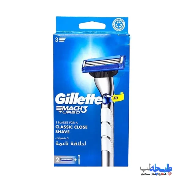 mach3 turbo-1 ژیلت دستگاه مدل مچ تری توربو MACH3 TURBO با دو یدک (اصل) برند Gillette