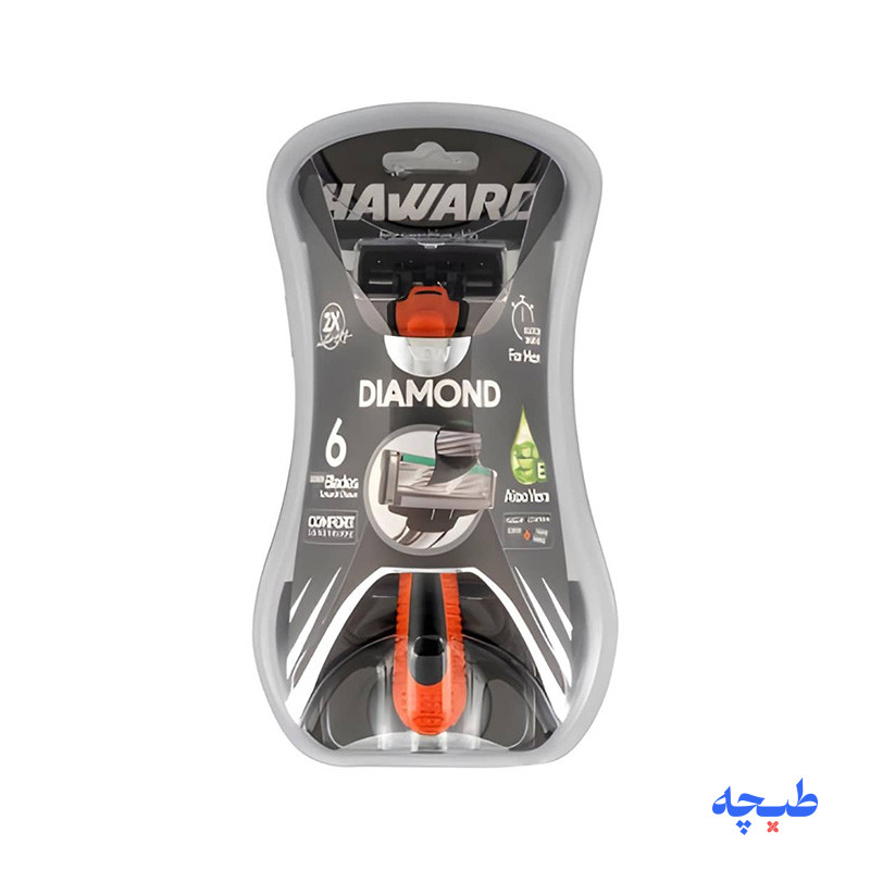 -شش-لبه-مردانه-هاوارد-مدل-DIAMOND-با-2-یدک.jpg ژیلت دستگاه شش لبه مردانه مدل DIAMOND با 2 یدک هاوارد Haward - Image 1