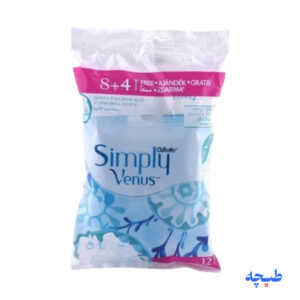 ژیلت دو لبه ونوس مدل Simply Venus بسته 12 عددی (اصل) Gillette