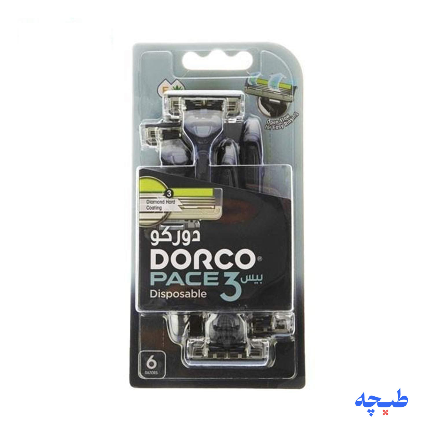 -دار-سه-لبه-6-عددی-مدل-PACE3-اصل-دورکو-dorco.jpg ژیلت دورکو صابون دار سه لبه 6 عددی مدل PACE3 (اصل) dorco - Image 1